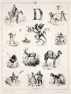 Letra D de un abecedario, 1832 de Victor Adam